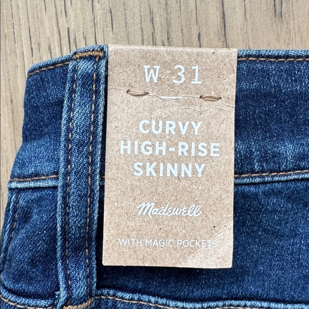 Madewell Curvy High-Rise Skinny Blue Jeans Women’s 31 Magic Pockets NWT